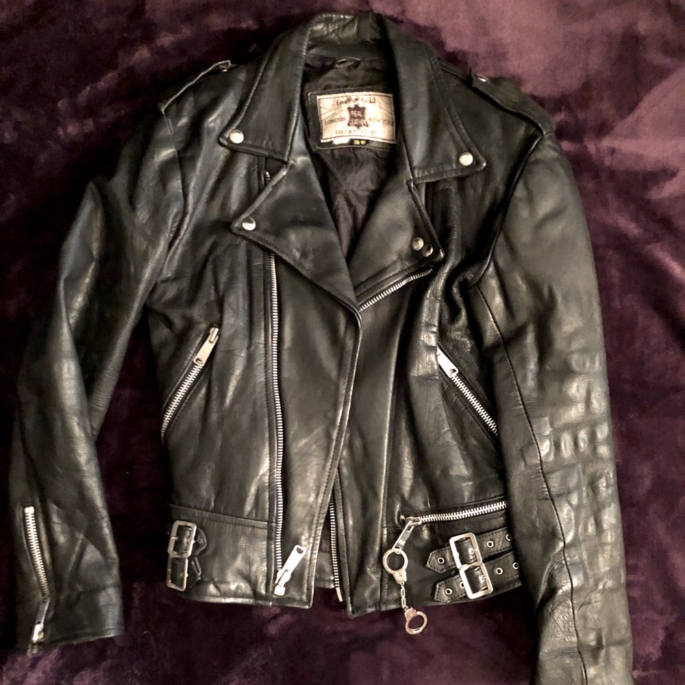 Leather Motorcycle Jacket Vintage Black Unisex